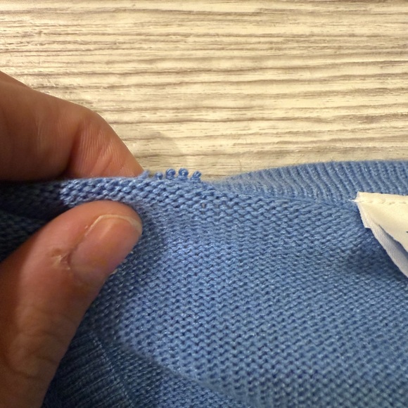 Silk Cashmere Blend Blue Crewneck Sweater XL Lightweight knit luxury basics - Picture 5 of 5